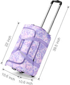Choco Mocha Girls Suitcase with Wheels, Kids Rolling Duffle Bag Luggage for Travel 22inch, Galaxy Purple