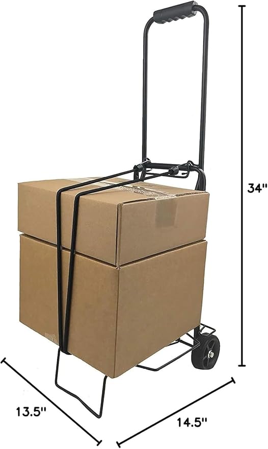 Lightweight Folding Hand Truck – 2-Wheel Portable Luggage Trolley, 40 LB Capacity Collapsible Dolly Cart for Shopping & Travel