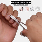 HANTEKAS Travel Manicure Set Professional Nail Clipper Kit-5 Pieces Stainless Steel Manicure Kit, Women Men Grooming kit With Nail Care Tools Beauty Scissors Tweezers (Silver Pink)