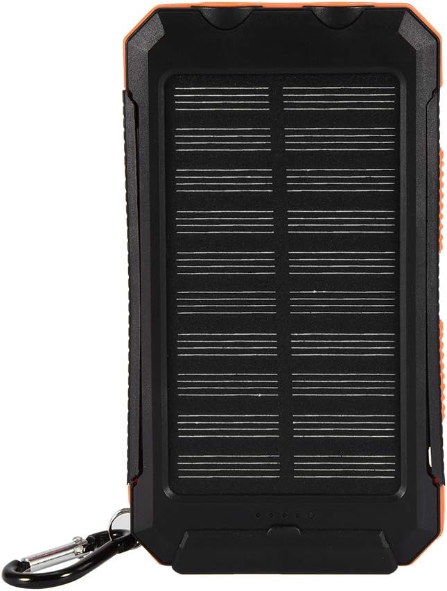 SUNGOOYUE 10000mAh Bank Kit, Portable Outdoor Fast Charger with Dual USB Ports, IP6, for Camping Travel Hiking (Black Orange)