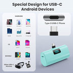 Mini Portable Charger USB C Power Bank,Upgraded 5500mAh PD Fast Charging Battery Pack Built-in USB-C Connector Travel Essential for iPhone17/17Pro/17Pro Max/Air/16 Plus/16Pro Max/15 Series (Green)