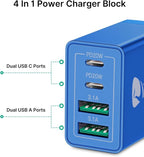 [2-Pack] USB C Wall Charger, 40W Fast USB C Charger Block, 4-Port PD + QC Wall Plug Multiport Type C Charging Block for iPhone 16 15 14 13 12 11 Pro Max XR XS 8 7, Tablets, Cellphones Cube
