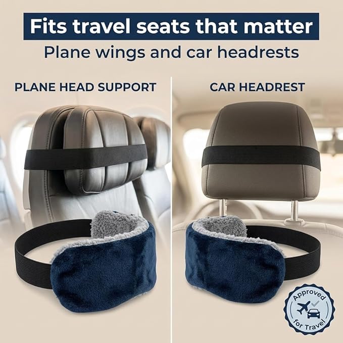 SeatSleeper Travel Pillow Alternative Stops Bobbing | Airplane Head Straps and Car Support Band | Great on Travel Upright | Super Comfy Neck Support | Small & Compact