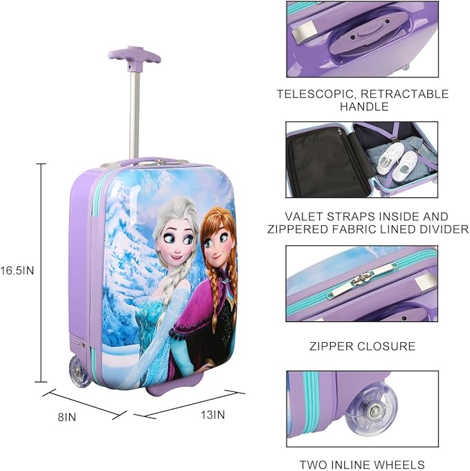 Bioworld Frozen Anna & Elsa 16.5" Youth 2-Wheel Luggage