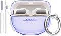 Aircawin for Bose Ultra Open Earbuds Case Clear 2024,Full Protective Shockproof Soft Transparent TPU Cover for Bose Open Ear Wireless Earbud Headphone Accessories with Carabiner& Cleaning Pen-Purple