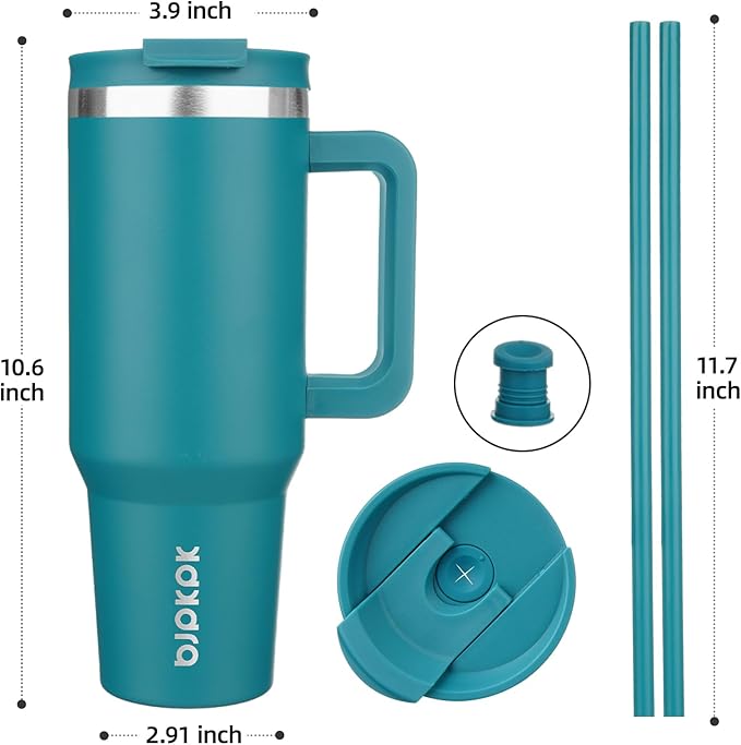 BJPKPK Insulated Tumblers With Handle And Straw 40 oz Stainless Steel Tumbler Cups With Lid,Laguna