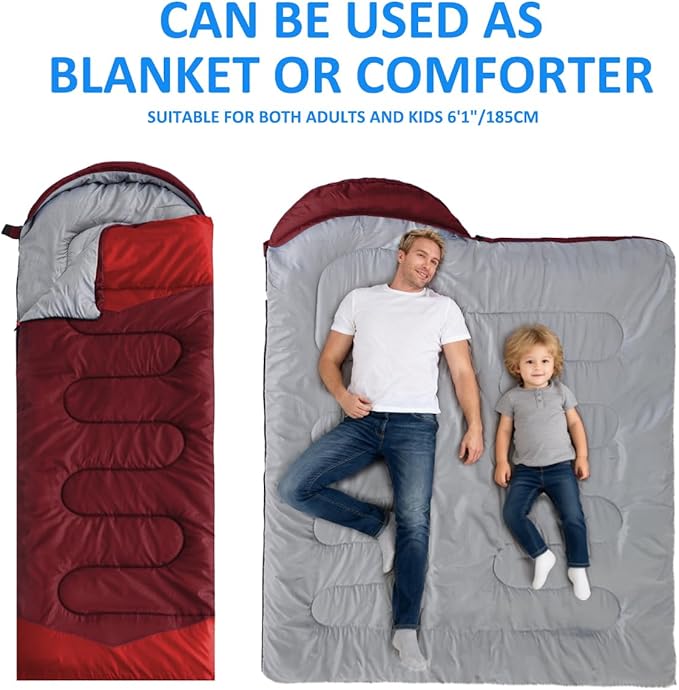 oaskys Camping Sleeping Bag - 3 Season Warm & Cool Weather - Summer Spring Fall Lightweight Waterproof for Adults Kids - Camping Gear Equipment, Traveling, and Outdoors