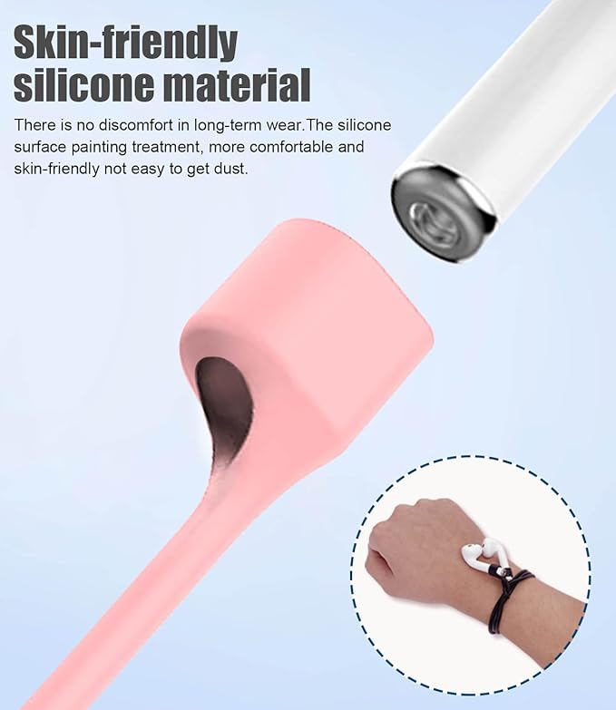 Mooyavia 1 Pack Ultra Strong Magnetic Anti-Lost Straps for AirPods, Colorful Soft Silicone Sports Lanyard Compatible with AirPods 1&2 / AirPods 3rd / AirPods Pro 1st&2nd Gen, Neck Rope Cord - Pink