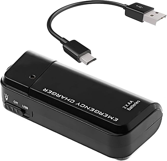 VOLT+ Portable AA Battery Travel Charger Compatible with Samsung Galaxy Book 2 PowerBank Emergency with LED Safety Light! (Takes 2 AA Batteries,USB Type-C)