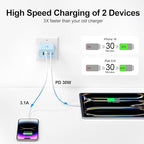 USB C Charger Block, 60W 5-Port Type C Charger Fast Charging Block, USBC USB Multiple Port Wall Charger Plug Adapter for iPhone 17/Air/16/15/14/13/12/11 Pro Max, Samsung Galaxy, iPad, Tablet (Blue)