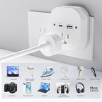 2 Pack Outlet Extender, Outlet Splitter Wall Outlet with PD 20W Type-C，USB Ports，1 Outlet , Wall Plugs for Outlets No Surge Protector Extension Plug for Cruise Ship, Home, Office, ETL Listed