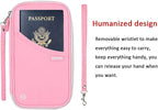 defway Passport Holder Travel Wallet - Family Passport Holder of 4, RFID Blocking Passport Wallet for Men Women, Travel Essentials for Flying (Pink)