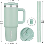 BJPKPK Insulated Tumblers With Handle And Straw 30 oz Stainless Steel Tumbler Cups With Lid,Pistachio Green