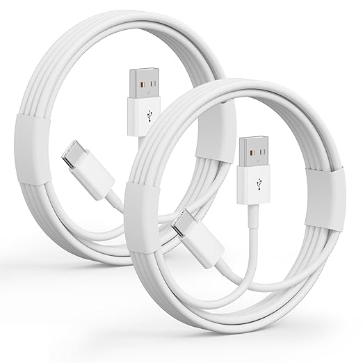 2Pack USB A to USB C Cable for iPhone 15/16/17 All Series, Type-C Car Charger 3A Fast Charging & 480Mbps Speed for iPad, Samsung Galaxy, Tablets, Laptops (White-3FT)
