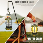 Rechargeable Camping Lantern 1500 High Lumens Hurricane Camp Light 2 Modes Portable Electric Tent Lamp Hands-Free Flashlight Lantern,5000 mAh Battery LED Lanterns for Power Outages