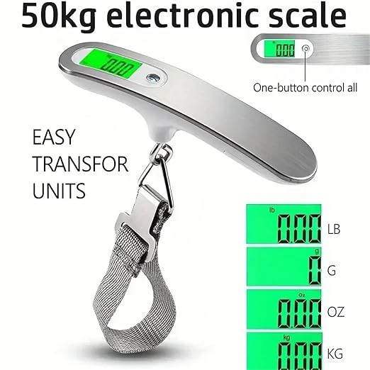 Luggage Weight Scale, 4PC Portable Scales Electronic Scales 50KG Luggage Scales Handheld Weighing Scales mini,for Travel(Belt)