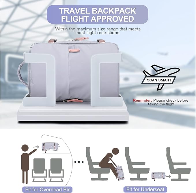 coofay Travel Backpack For Women Airline Approved Carry On Backpack Flight Approved Waterproof Sports Luggage Backpack Casual Daypack Small Hiking Backpack