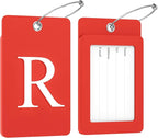 Gostwo 2 Pack Luggage Tags for Suitcases, 26 Initial Letter Travel Luggage Baggage Identification Labels ID Tag Fully Bendable Tags with Stainless Steel Loop (Red) (Letter R)