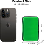 ELFISH Mini RFID Aluminum Wallet Credit Cards Holder Business Card Case Metal ID Case for Men Women (Green)