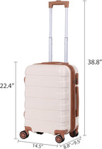 SUPER DEAL 21 Inch Carry On Luggage, Expandable Hardshell Spinner Suitcase with 360-Degree Wheels Height Adjustable Handle for Travel Business Trip, Cream White