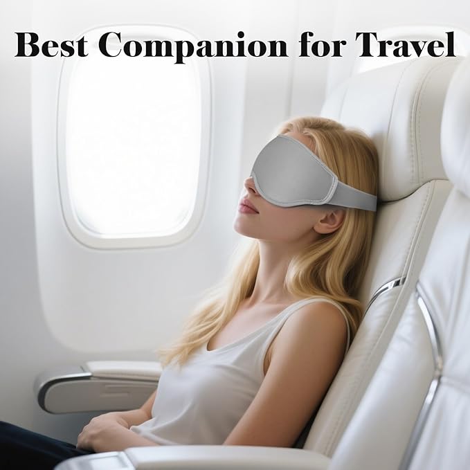 Fygrip 3D Eye Mask Sleep Mask for Men & Women, 100% Pressure-Free & Light Block-Out Eye Mask for Sleep with Easy Adjustable Strap, Night Eye Cover for Travel, Grey