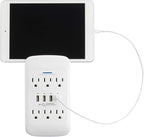 6 AC Outlets + 4 USB Ports Wall Tap Charging Station with Device Shelf