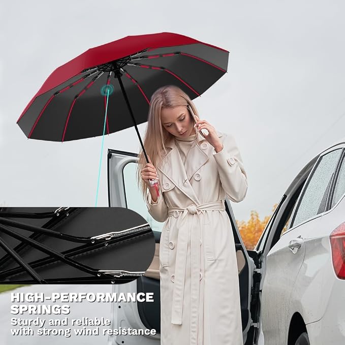 YINBAOGE Compact Travel Umbrella, Automatic Folding Windproof 12 Ribs, 42 Inch Canopy with UV Protection, Durable Lightweight Portable Parasol for Rain & Sun, Fits Car, Backpack, Men & Women