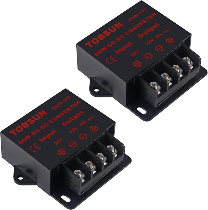 2PACK DC 24V to 12V 5A 60W Converter Step Down Regulator for Car Low Voltage Transformer