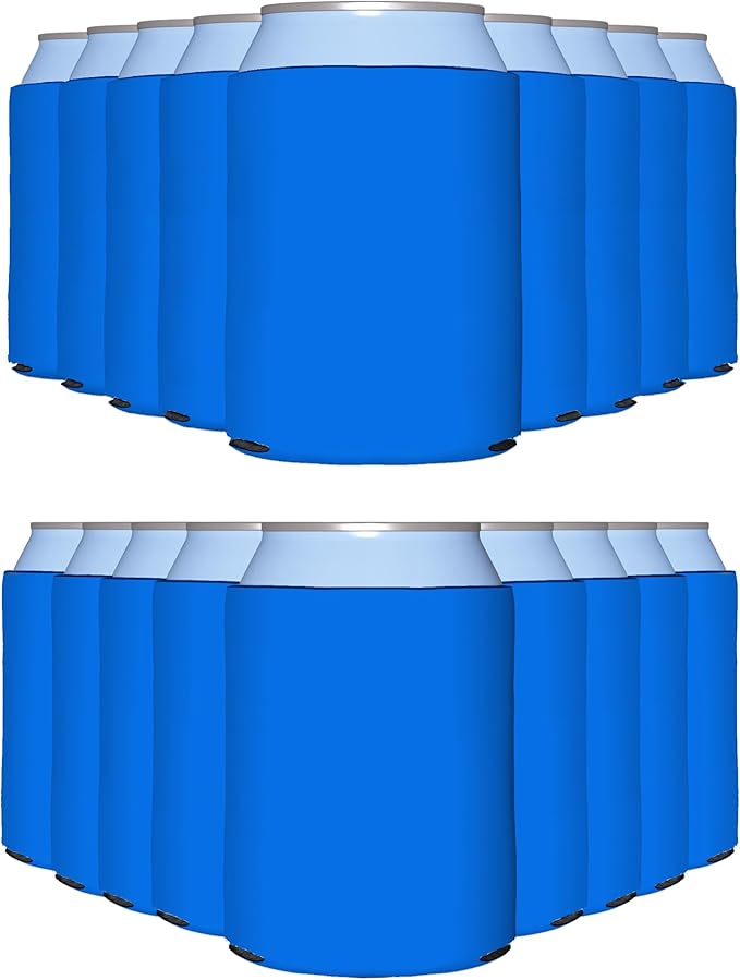 PartyPrints 1000 Pack Cerulean Blank Can Cooler Sleeves, Customizable Bulk Can Coolers, Extra-Thick Collapsible Drink Insulator Sleeve, Beer Can Coolers for Party Beverages