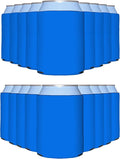 PartyPrints 25 Pack Cerulean Blank Can Cooler Sleeves, Customizable Bulk Insulated Foam for Beer, Collapsible Plain Drink Holder, Cold Soda Insulator, 12oz Regular, 16oz Tall Cans