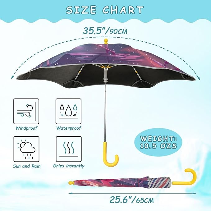 ALAZA Kids Umbrella Stick Umbrellas Cute Umbrella for Boys Girls Toddler UV/Sun Rain Windproof