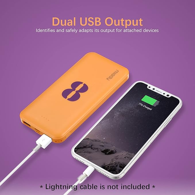 Miady 2-Pack 10000mAh Dual USB Portable Charger, Type-C Fast Charging Power Bank, Backup Battery Pack Compatible with iPhone 16/15/14/13 Galaxy S24/22 iPad Android etc (Yellow+Purple)