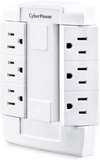 CyberPower GT600P 6 Outlet Swivel Grounded Wall Tap, White (Pack of 2)