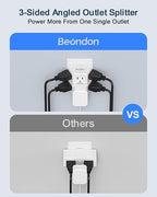 BEONDON 4-Pack Wall Outlet Extender, Small Multi Plug Wall Outlet, 3 Way Angled Outlet Splitter, Cruise Ship Essentials, 3 Prong Grounded Outlet Expander for House, Hotel, Dorm, Hostel