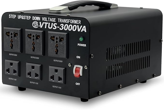 Cantonape Voltage Transformer Converter 3000 Watt Step Up/Down Convert from 110-120 Volt to 220-240 Volt and from 220-240 Volt to 110-120 Volt with 3 US Outlets, 3 Universal Outlets