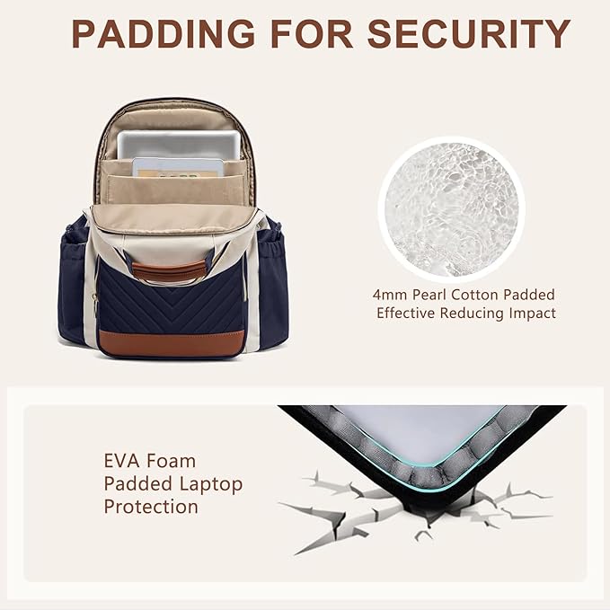 Focdod Laptop Backpack for Women Bookbag: 15.6 inch Work Backpacks with Pouch Pocket for Large Capacity Cup & USB Charger College Book Bag Travel Business Nurse Teacher Bookbags Anti-theft Back Pack