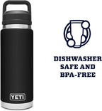 YETI Rambler 26 oz Bottle, Vacuum Insulated, Stainless Steel with Chug Cap, Black