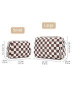 Narwey Checkered Makeup Bag Travel Cosmetic Bag Organizer Toiletry Bag Make Up Bags with Compartments for Women Girls (Large, Dark Checkerboard)