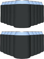 PartyPrints 25 Pack Charcoal Blank Can Cooler Sleeves, Customizable Bulk Insulated Foam for Beer, Collapsible Plain Drink Holder, Cold Soda Insulator, 12oz Regular, 16oz Tall Cans