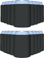 PartyPrints 200 Pack Charcoal Blank Can Cooler Sleeves, Customizable Bulk Insulated Foam for Beer, Collapsible Plain Drink Holder, Cold Soda Insulator, 12oz Regular, 16oz Tall Cans