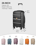 Somago 28 Inch Luggage With Spinner Wheels Hard Shell Polypropylene Suitcase with TSA Lock and YKK Zipper,Classic Black