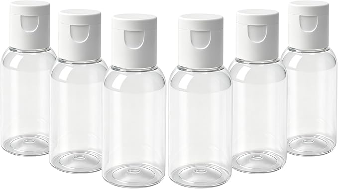 TRENDBOX 6 Pack Plastic Empty Bottles with Flip Cap for Shampoo, Lotions, Liquid Body Soap, Cream (1 oz / 30 ml)