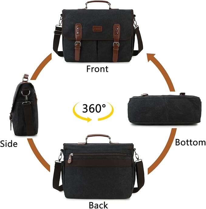 RAVUO Messenger Bag for Men, Water Resistant 15.6 17.3 Inch Laptop Briefcase Bag Casual Mens Satchel for Business