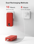 Portable Charger, 20000mAh 22.5W Fast Charging Power Bank with Built-in Cables & Wall Plug, Travel Essentials Battery Pack with LED Display, USB C External Battery Bank for iPhone iPad, Samsung Red