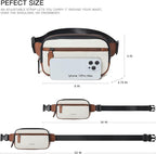 LATMAP 2L Fanny Packs Everywhere Belt Bag Small Fashion Crossbody Waist Pack Faux Leather Waterproof Sling Chest Bag For Women Black White