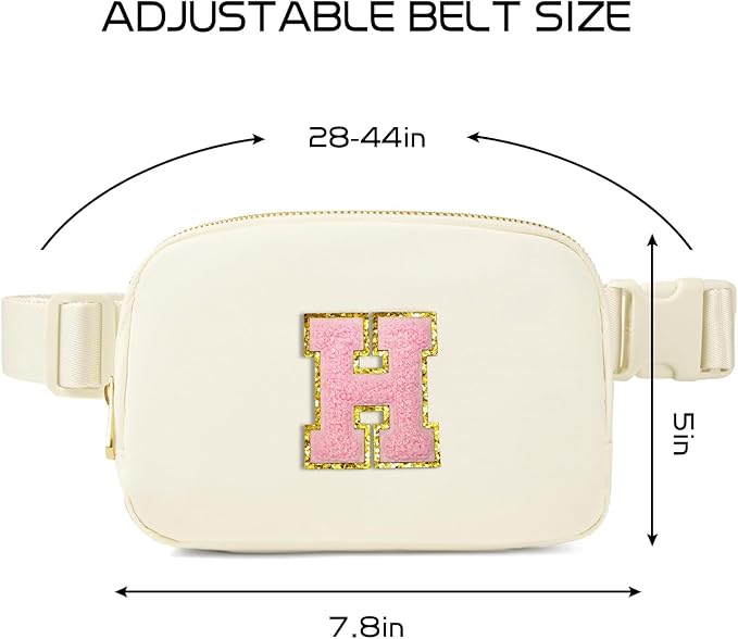 Gitus Personalized Gifts Birthday Gifts for Girls Fanny Pack Cross Body Bags with Initial Letter Preppy Stuff Gifts for Her Girlfriend Wife Sister Friends Mom (Ivory-H)