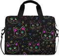 Neon Cat Print Laptop Case 15.6 inch Computer Bag Waterproof Laptop Briefcase Laptop Bag for Women & Men