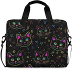 Neon Cat Print Laptop Case 15.6 inch Computer Bag Waterproof Laptop Briefcase Laptop Bag for Women & Men