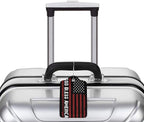 2 Pack Luggage Tags for Suitcases, PU Leather Bag Tag with Privacy Cover Address Card Travel Essentials-God Bless American