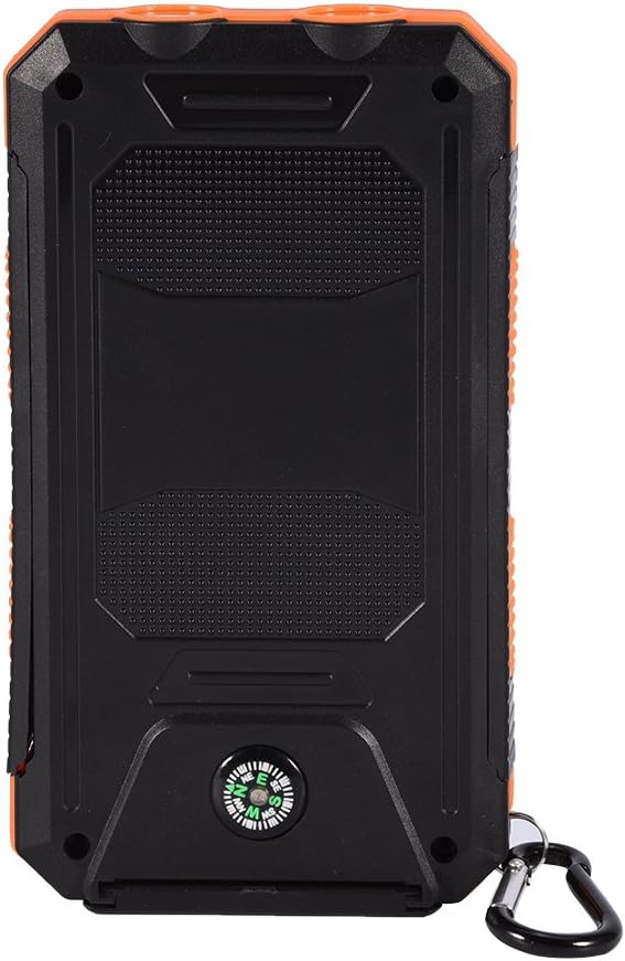 SUNGOOYUE 10000mAh Bank Kit, Portable Outdoor Fast Charger with Dual USB Ports, IP6, for Camping Travel Hiking (Black Orange)
